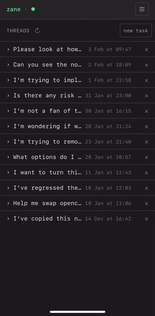 Codex Pocket interface preview
